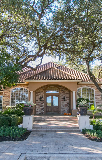Brown and tan brick clubhouse at The Park at Monterey Oaks (Large)
